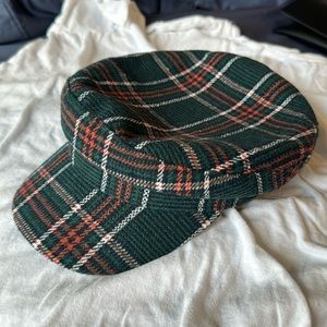 Free People NWT green plaid moto hat
